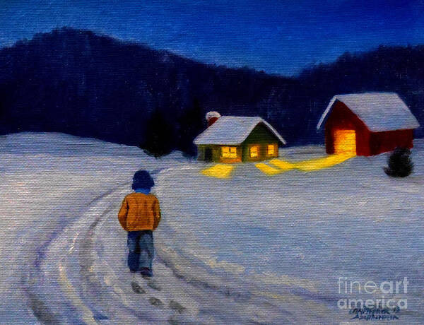 Boy Art Print featuring the painting Heading Back Home by Christopher Shellhammer