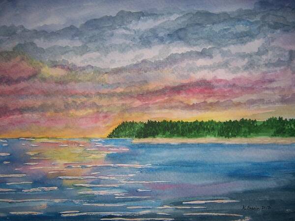 Landscape Art Print featuring the painting Headlands Sunrise by B Kathleen Fannin