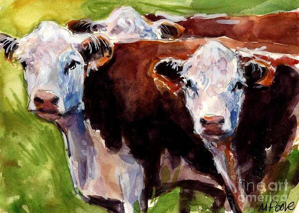 Hereford Cows Art Print featuring the painting Hereford Ears by Molly Poole