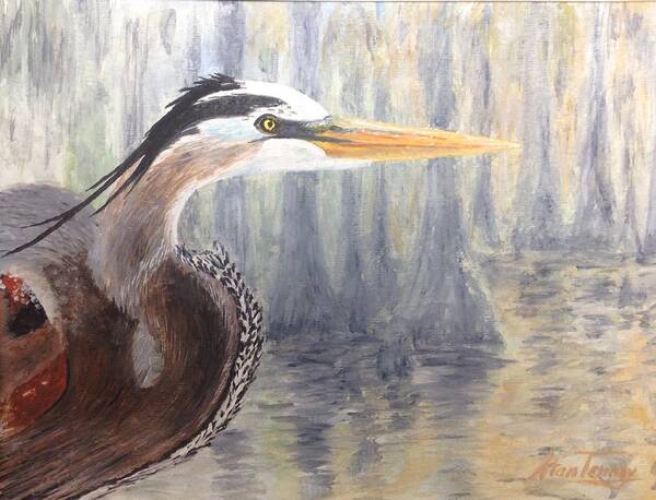 Heron Art Print featuring the painting Heron by Stan Tenney