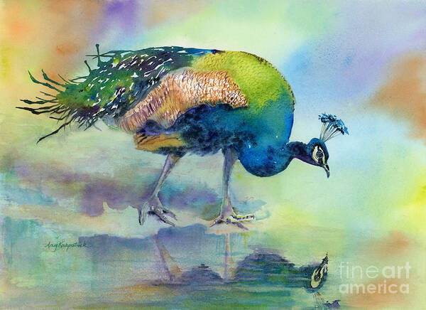 Peacock Art Print featuring the painting Hey Good Lookin by Amy Kirkpatrick