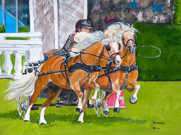 Horses Art Print featuring the painting Hickstead by Janina Suuronen
