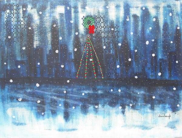 Christmas Art Print featuring the painting Holiday Skyline by Diane Pape