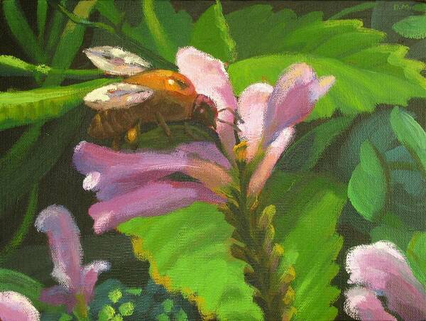 Honeybee Art Print featuring the painting Honeybee by Don Morgan