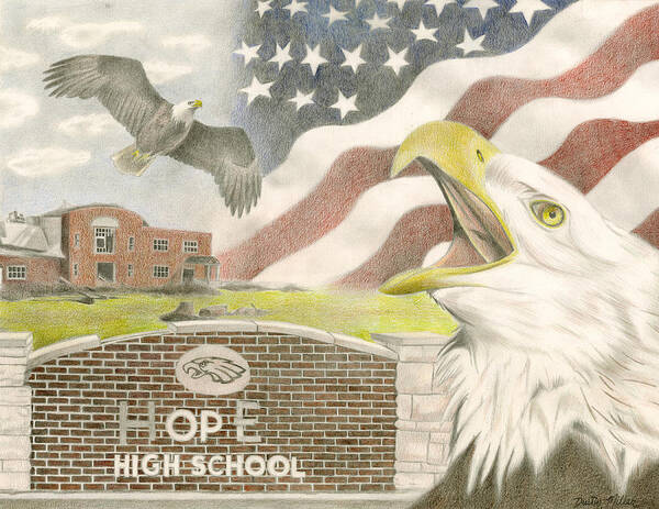 Art Art Print featuring the drawing Hope High School by Dustin Miller