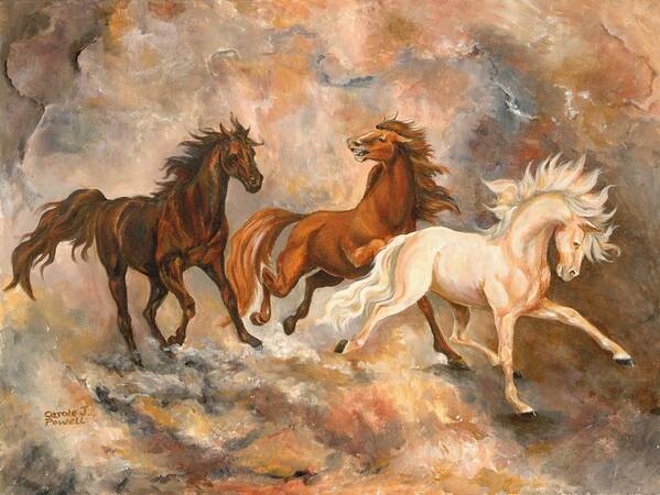 Horses Art Print featuring the painting Horse Trio by Carole Powell