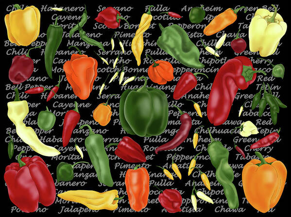 Chilis Art Print featuring the painting Hot for Chilis by Alison Stein