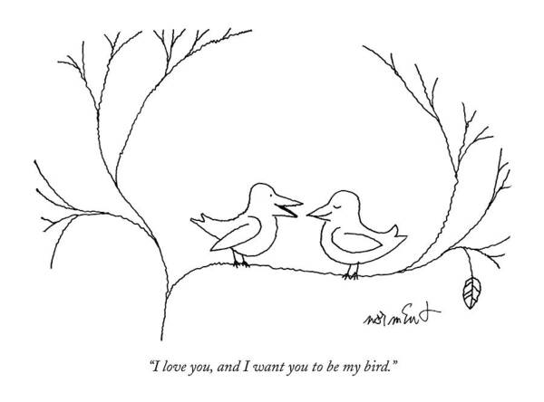68322 Art Print featuring the drawing I Love You, And I Want You To Be My Bird by John Norment