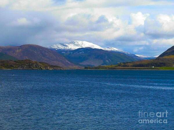Iced Capped Mountains Art Print featuring the photograph Ice Capped Mountains at Ullapool by Joan-Violet Stretch