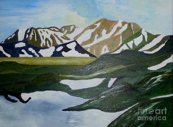 Landscape Art Print featuring the painting Iceland mountains by Susanne Baumann