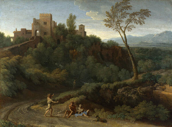 Gaspard Dughet Art Print featuring the painting Imaginary Landscape with Buildings in Tivoli by Gaspard Dughet