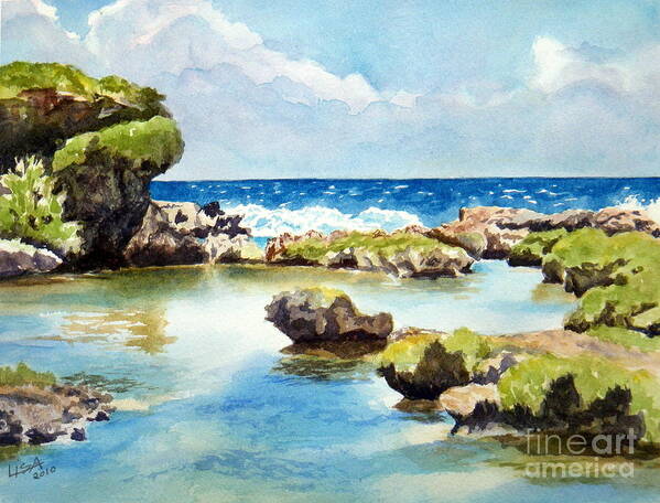 Bay Art Print featuring the painting Inarajan Bay by Lisa Pope