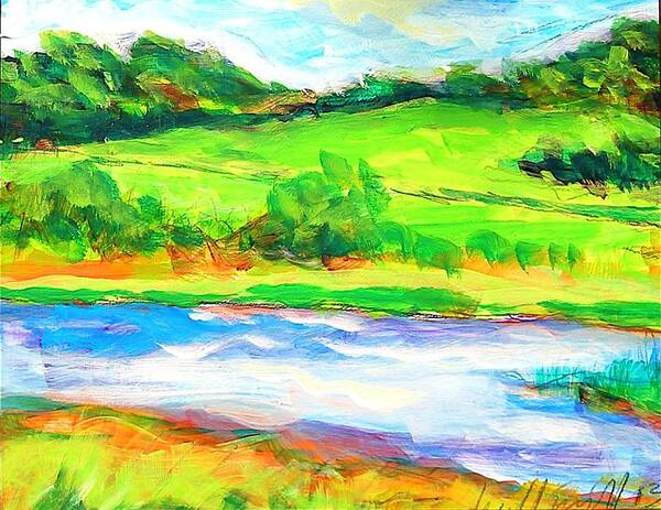 Landscape Art Print featuring the painting Indian Lake by Les Leffingwell