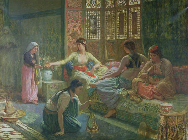 Interior Art Print featuring the painting Interior Of A Harem by Leon-Auguste-Adolphe Belly