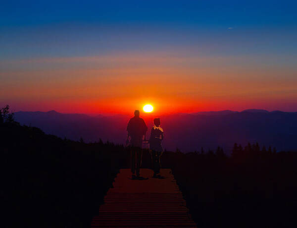 Sunset Art Print featuring the photograph Into the Sunset Together by John Haldane