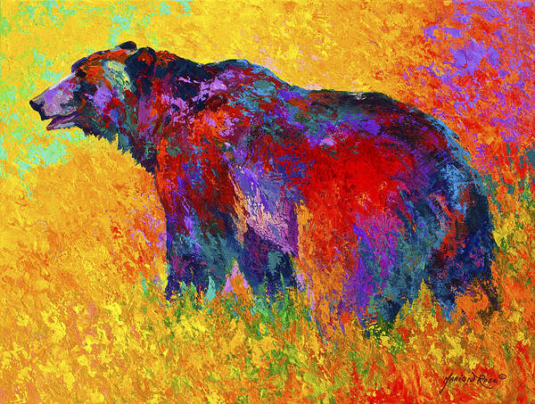 Bear Art Print featuring the painting Into The Wind by Marion Rose