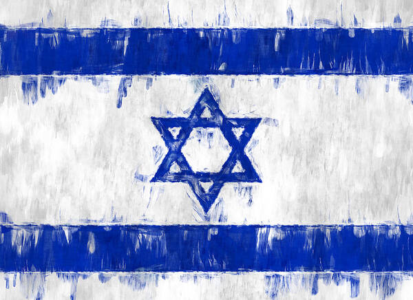 Flag Art Print featuring the photograph Israel Star of David Flag Painted by Kurt Van Wagner