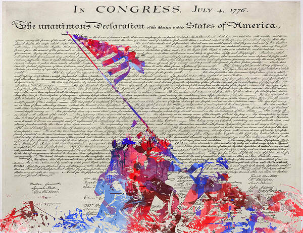 Iwo Jima Art Print featuring the digital art Iwo Jima Declaration of Freedom by Patricia Lintner