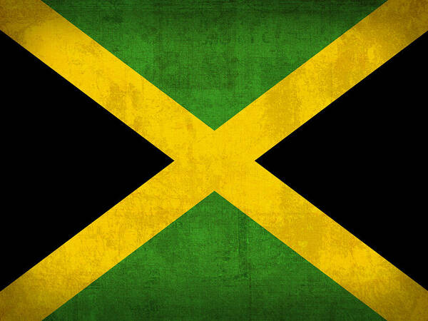 Jamaica Art Print featuring the mixed media Jamaica Flag Vintage Distressed Finish by Design Turnpike