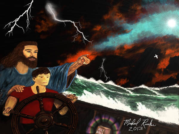 Jesus Of Nazareth Art Print featuring the painting Jesus and the Sailor by Michael Rucker