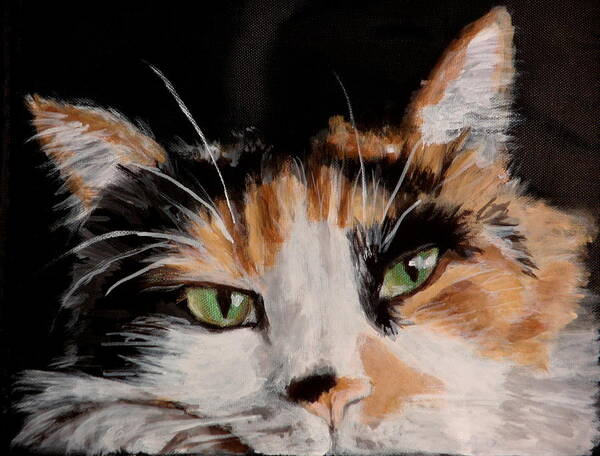 Calico Cat Portrait Art Print featuring the painting John by Carol Russell