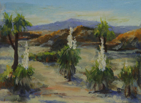 Joshua Tree Art Print featuring the painting Joshua Tree in bloom by Maria Hunt
