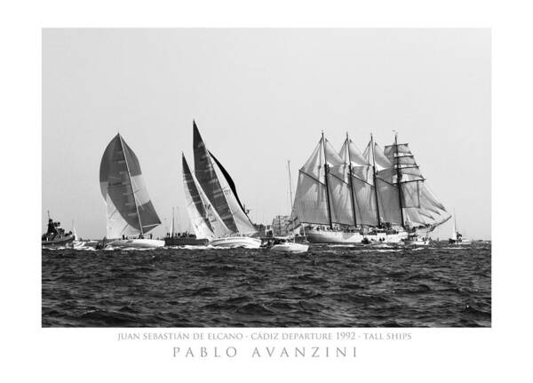Opsail 1992 Art Print featuring the photograph Juan Sebastian Elcano departing the port of Cadiz by Pablo Avanzini