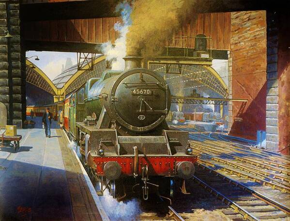 Train Art Print featuring the painting Jubilee 4.6.0 at Liverpool Lime Street. by Mike Jeffries