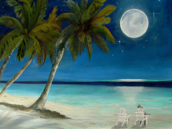  Full Moon Art Print featuring the painting Just Beyond the Moon by Sharon Burger