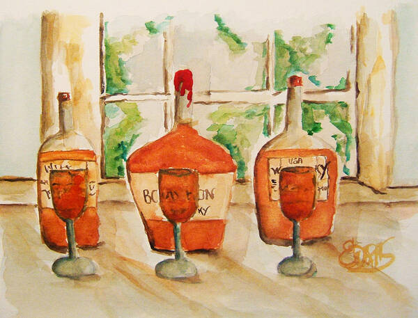 Bourbon Art Print featuring the painting Kentucky Bourbon Sampler by Elaine Duras