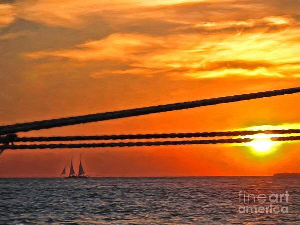 Sunset Art Print featuring the photograph Key West Sunset by Peggy Hughes