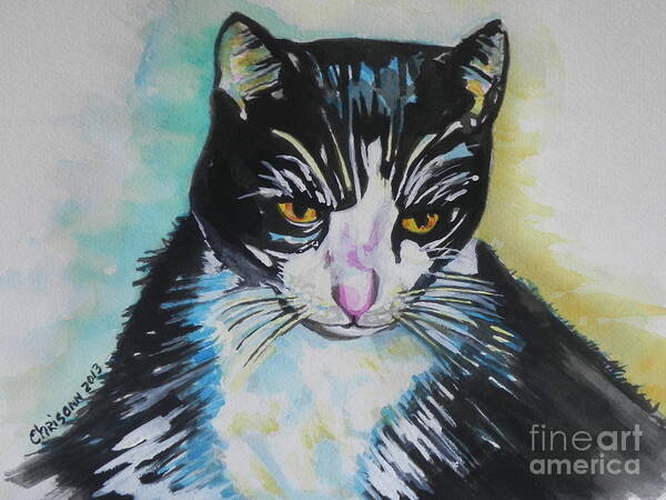 Watercolor Painting Art Print featuring the painting Kitty ..All Grown Up by Chrisann Ellis