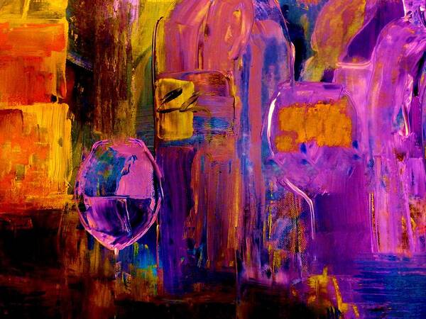 Wine Art Print featuring the painting Wine Glass Ice Sculpture by Lisa Kaiser