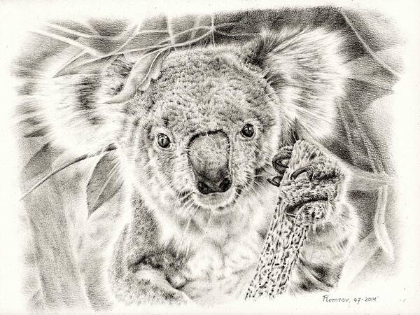 Koala Art Print featuring the drawing Koala Garage Girl by Casey 'Remrov' Vormer