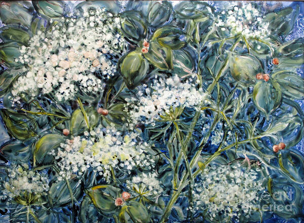 Queen Anne's Lace Art Print featuring the painting Lacy Blue by Louise Peardon