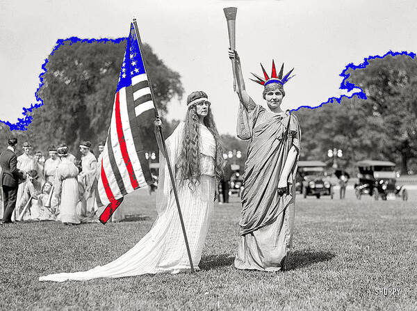 Lady Liberty And Attendant Washington Art Print featuring the photograph Lady liberty and attendant Washington D.C. c. 1918-2014 by David Lee Guss