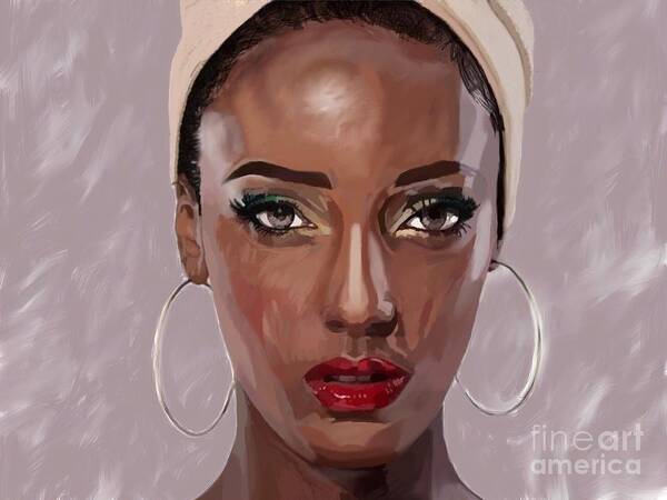 Portrait Art Print featuring the digital art Lady With Beautiful Eyes by Joe Roache