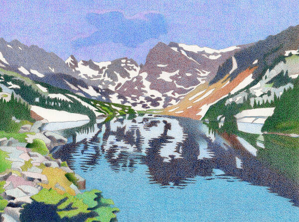 Art Art Print featuring the drawing Lake Isabelle Colorado by Dan Miller