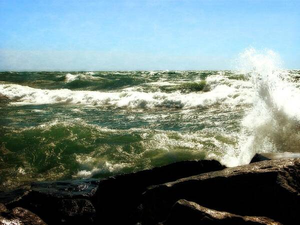 Lakes Art Print featuring the photograph Lake Michigan in an Angry Mood by Michelle Calkins