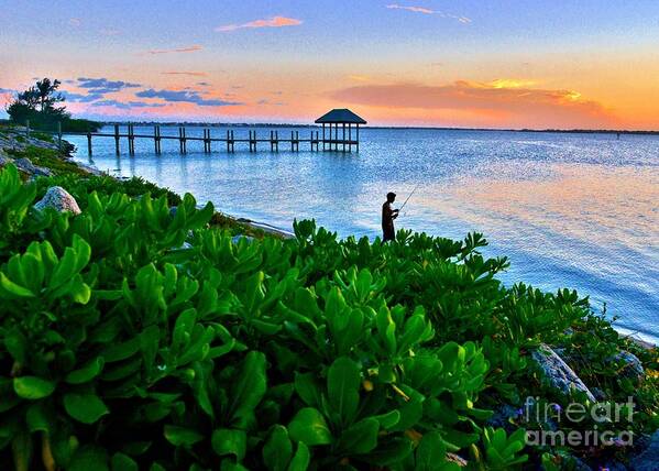 Pier Art Print featuring the photograph Last Cast by Lisa Renee Ludlum