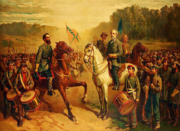 The Last Meeting Between Gen. Lee And Jackson Lithograph By J.g. Fay (1877) Art Print featuring the painting Last Meeting Of Lee And Jackson by MotionAge Designs