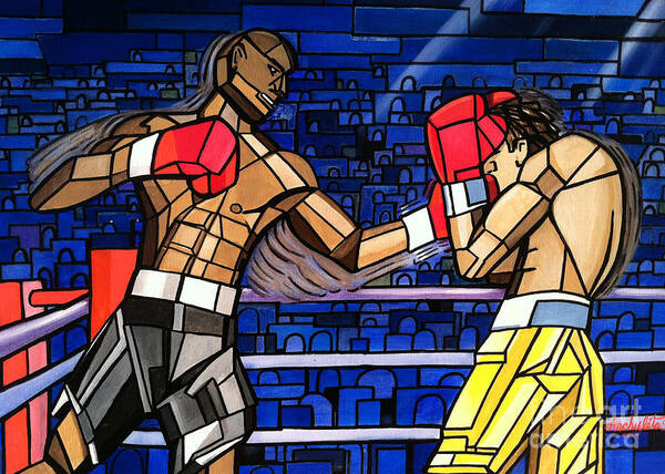 Boxing Art Print featuring the painting Last Round by Ruben Archuleta - Art Gallery