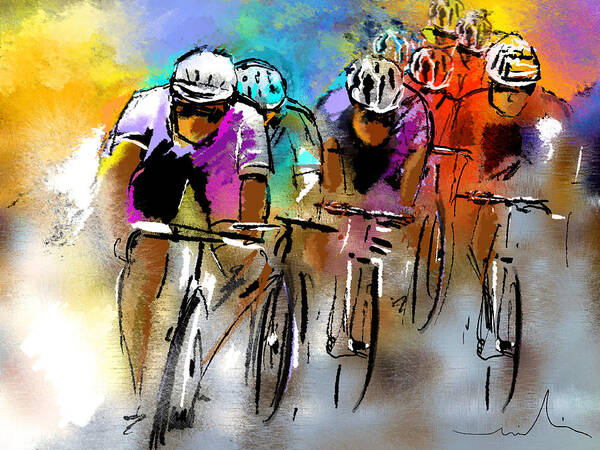 Sports Art Print featuring the painting Le Tour de France 03 by Miki De Goodaboom