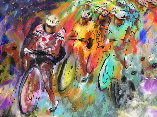 Sports Art Print featuring the painting Le Tour De France Madness by Miki De Goodaboom
