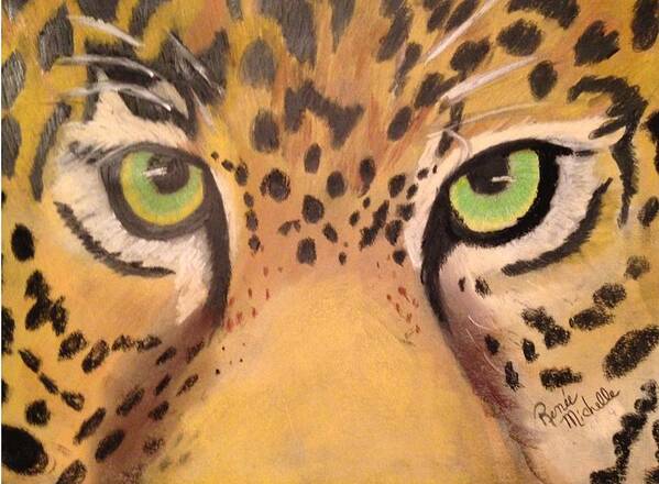Leopard Face Art Print featuring the pastel Leopard Eyes by Renee Michelle Wenker