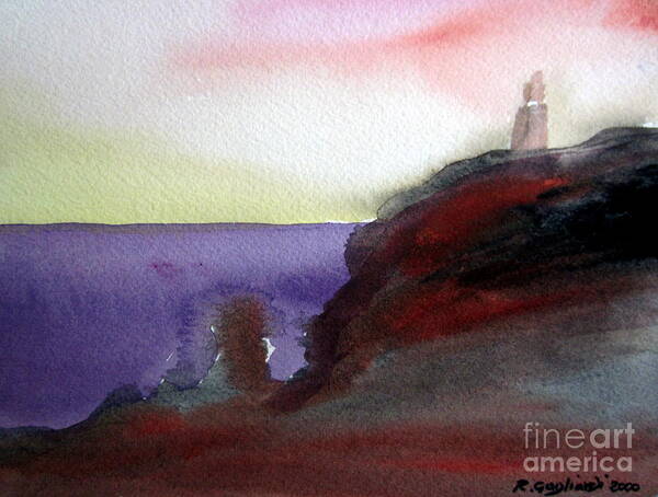 Australian Lighthouse Art Print featuring the painting Lighthouse in Australia by Roberto Gagliardi