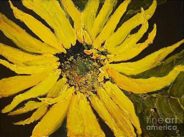 Sunflowers Art Print featuring the painting Linda's Arizona Sunflower 2 by Sherry Harradence