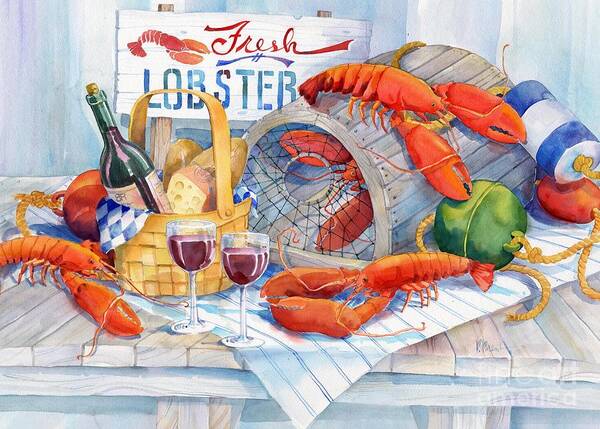 Lobster Art Print featuring the painting Lobsters Galore by Paul Brent