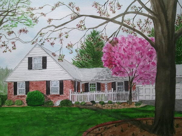 Home Art Print featuring the painting Long House by B Kathleen Fannin