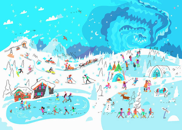 Abundance Art Print featuring the photograph Lots Of People Enjoying Winter by Ikon Ikon Images